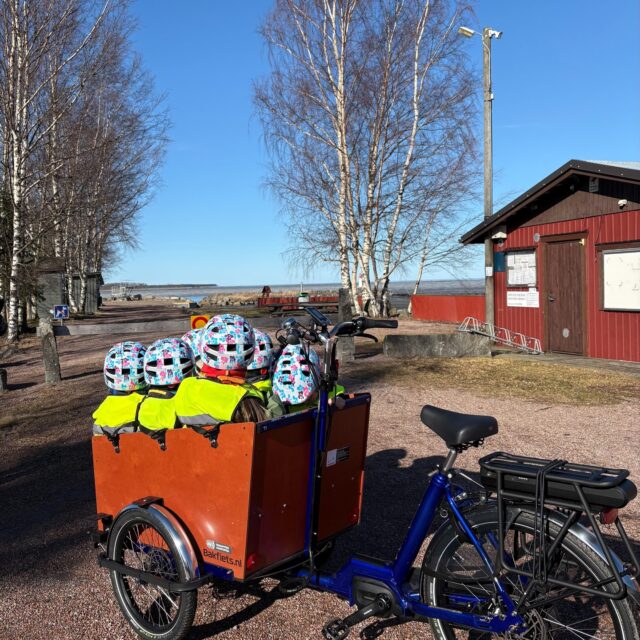 I slutet av mars togs dagiscykeln i bruk vid Harrström daghem. Under april gjordes små utfärder och 29.4 blev det en vårutfärd till lekparken i Helenelund. Nu i maj kommer cykeln att användas vid Tulavippan, Molpe daghem och under juni och juli vid Kottebo daghem. Till hösten roteras cykeln igen mellan alla tre daghem.