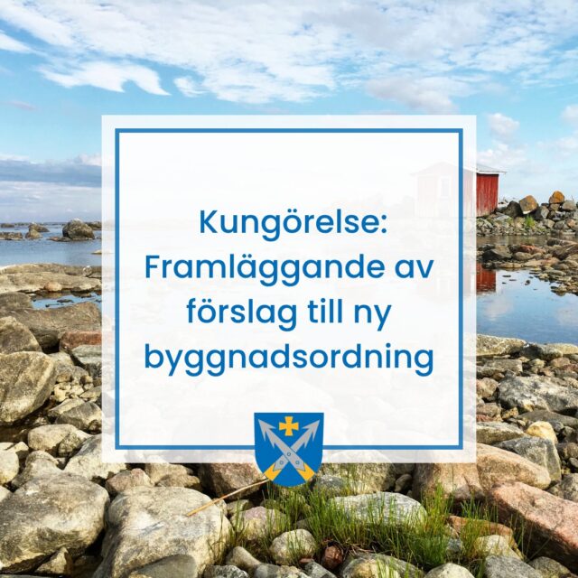 Kungörelse: Framläggande av förslag till ny byggnadsordning
Kommunstyrelsen meddelar att framläggandet av förslaget till ny byggnadsordning hålls offentligt framlagt i Kommungården och på kommunens hemsida under tiden 21.5-19.6.2026.
Eventuella utlåtanden och anmärkningar inlämnas till kommunens tillsynsnämnd, Silverbergsvägen 21, 66200 Korsnäs eller per e-post, info@korsnas.fi, före utgången av den tid som handlingarna är framlagda till påseende.
Kungörelsen och bilagor finns på kommunens webbplats