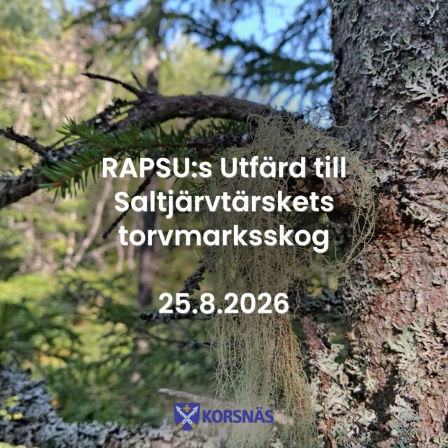 Är du skogsägare eller intresserad av torvmarkskogar? Då kanske denna utfärd intresserar dig! 🌲
RAPSU ordnar en utfärd till Saltjärvtärskets torvmarksskog den 25 augusti kl 17.30 - 19.00 (Sista anmälningsdagen är 22 augusti)
Hur vet man att torvmarksskogens dikar inte dränerar ordentligt? Hur ska man ta sig till då? Hur märker man att det skulle vara dag att göra plantskogsvård?
Nu har ni möjlighet att se ett område dit man har gjort en plan för vård av torvmarksskog. Det är inte endast diken som man ska tänka på då. Följ med och få mera information om vård av torvmarksskog och plantskogsvård i torvmarksskogar.
Med i evenemangen är skogsvårdsföreningen Österbottens skogsvårdsinstruktör och skogsbruksingenjör.
Länk till mera information om evenemanget och anmälningen: https://www.lyyti.fi/p/Hurdana_planer_fr_vrd_av_torvmarksskog_gr_man_enligt_den_nya_metkastdet_Fltdag_fr_skogsgare_205_Nrpes_0857/se/evenemangsinformation