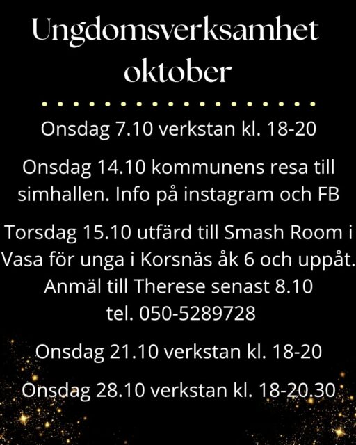 Ungdomsverksamhet i oktober 😊