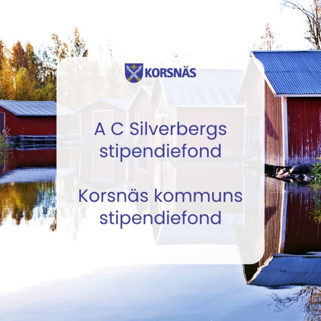 Ansökan om stipendium för högskole- och yrkeshögskolestuderande ska vara inlämnad senast nu på fredag 16.10.2026. Ansökan kan kompletteras t.o.m fredag 30.10.2026. 
Mera information samt ansökan finns här: https://www.korsnas.fi/kommunen/stadgar-och-dokument/blanketter/